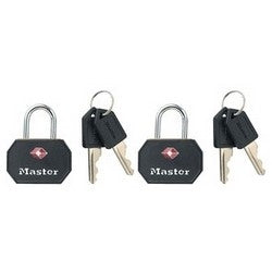 Master Lock 4681TBLK | Luggage Lock, Keyed-Alike, 1-1/4" Width, 9/16" Shackle Clearance, Solid Metal, Black, 2 per Pack