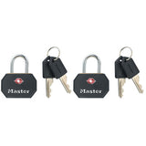 Master Lock 4681TBLK | Luggage Lock, Keyed-Alike, 1-1/4" Width, 9/16" Shackle Clearance, Solid Metal, Black, 2 per Pack