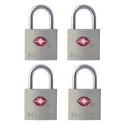 Master Lock 4683Q | Luggage Lock, Keyed-Alike, 7/8" Width, 7/16" Shackle Clearance, Solid Metal, 4 per pack