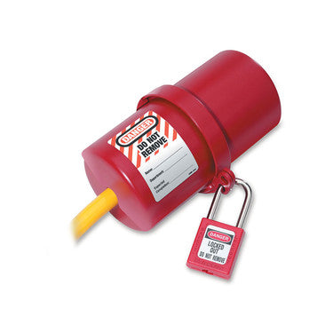 Master Lock 488 | Electrical Plug Lockout, 220 to 550 Volt, Red, for 3" Diameter Electrical Plug