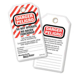 Master Lock 497AX | Safety Tag, Guardian Extreme, Heavy Duty, 3-1/8" Width x 5-3/4" Height, Do Not Operate, Spanish/English, Laminated