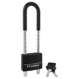 Master Lock 527D | Padlock, Keyed Different, 2" Width, 2-3/8 to 5-5/16" Shackle Clearance, Brass, Black