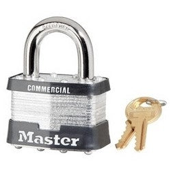 Master Lock 5DCOM | Tumbler Padlock, Keyed Different, 4-Pin W1 Cylinder, 2" Width, 1" Shackle Clearance, Laminated Steel, for Commercial