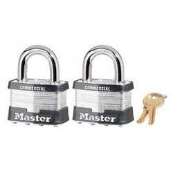 Master Lock 5TCOM | Tumbler Padlock, Keyed Alike, 4-Pin W1 Cylinder, 2" Width, 1" Shackle Clearance, Laminated Steel, for Commercial