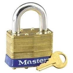 Master Lock 6 KA A532 | Tumbler Padlock, Keyed Alike, 4-Pin W1 Cylinder, 2" Width, 1" Shackle Clearance, Laminated Brass with A532 Key