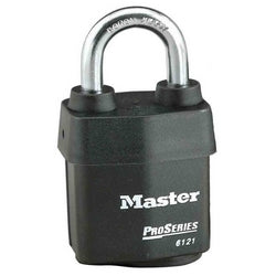 Master Lock 6121D | Tumbler Padlock, Proseries, Weather Tough, Keyed Different, 5-Pin Cylinder, 2-1/8" Width, 1-1/8" Shackle Clearance, Laminated Steel, Carded Pack