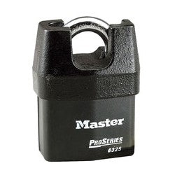 Master Lock 6325 | Tumbler Padlock, Proseries, Keyed Different, 5-Pin Cylinder, 2-3/8" Width, 3/4" Shackle Clearance, Laminated Steel, Black