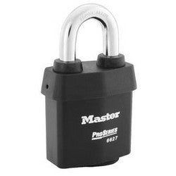 Master Lock 6627WO | Padlock, Proseries, Weather Tough, Keyed Different, Rekeyable, 2-5/8" Width, 1-3/8" Shackle Clearance, Laminated Steel, Black without Cylinder