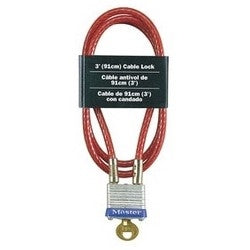 Master Lock 719D | Cable Lock, Keyed Different, 4-Pin Cylinder, 3/16" Diameter x 3’ Length, Laminated Steel with Integrated Laminated Steel Padlock, for Vehicle