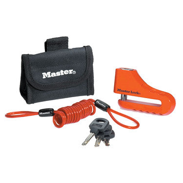 Master Lock 8304DPS | Disc Brake Lock, Keyed Different, 3" Width, Bright Red Cord with Steel Shackle