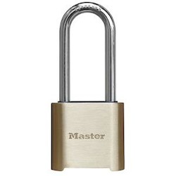Master Lock 975DLHCOM | Brass Resettable Combination Padlock, 2" Body, 2-1/4" Long Shackle, Display Packaged