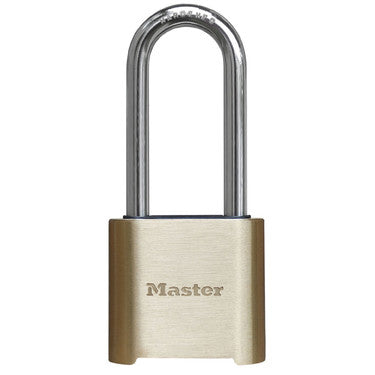 Master Lock 975DLHCOM | Brass Resettable Combination Padlock, 2" Body, 2-1/4" Long Shackle, Display Packaged