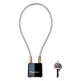 Master Lock 99DSPT | Cable Gun Lock, Keyed Different, 5/64" Outer Diameter, 14" Chain Length with 1-5/16" Width Laminated Steel Body Padlock