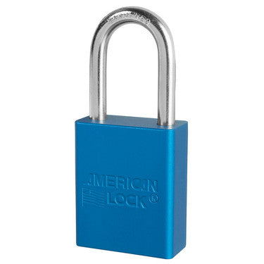 Master Lock A1106KAMKBLU | American Lock Safety Padlock, 1.5" Shackle, Blue, Keyed Alike, Master Keyed, Laser Engraved 1LOCBU