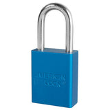 Master Lock A1106KAMKBLU | American Lock Safety Padlock, 1.5" Shackle, Blue, Keyed Alike, Master Keyed, Laser Engraved 1LOCBU