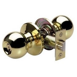 Master Lock BAO0103 | Door Lock, Keyed Different, Ball Knob, 6-Way Adjustable Latch, Polished Brass, for Entry