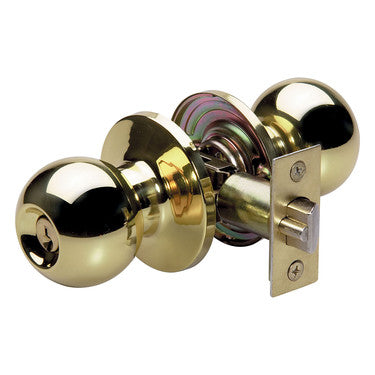 Master Lock BAO0103 | Door Lock, Keyed Different, Ball Knob, 6-Way Adjustable Latch, Polished Brass, for Entry