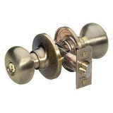 Master Lock BC0105KA4S | Door Lock, Keyed Alike, Biscuit Knob, Adjustable Backset, Antique Brass, SC1 Cylinder, for Entry, 8 each per Box