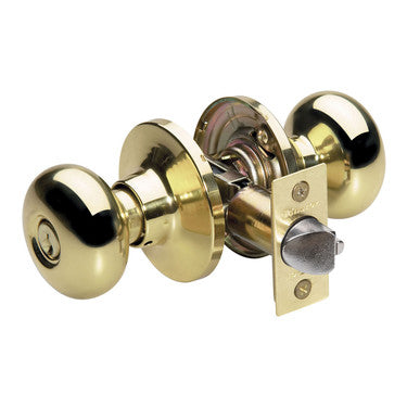 Master Lock BC0203KA4 | Biscuit Style Knob Storeroom Lock; Polished Brass, KW1