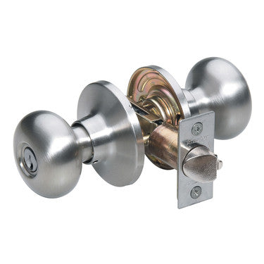 Master Lock BC0215KA4 | Biscuit Style Knob Storeroom Lock; Satin Nickel, KW1
