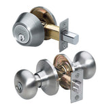 Master Lock BCC0615KA4 | Door Lock, Keyed Alike, Biscuit Knob, 6-Way Adjustable Latch, Satin Nickel, KW1 Cylinder, for Entry, 4 each per Box
