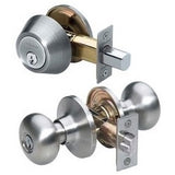 Master Lock BCCO0615 | Door Lock, Nightwatch, Keyed Different, Biscuit Knob, 6-Way Adjustable Latch, Satin Nickel, for Entry with Single Cylinder Deadbolt