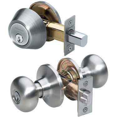 Master Lock BCCO0615 | Door Lock, Nightwatch, Keyed Different, Biscuit Knob, 6-Way Adjustable Latch, Satin Nickel, for Entry with Single Cylinder Deadbolt