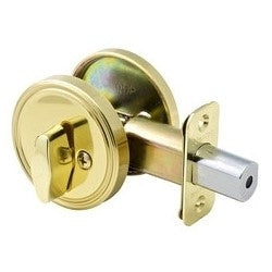Master Lock DS0503 | Door Deadbolt, Single Sided, Keyed Different, Polished Brass without Cylinder, for Entry, 8 each per Box