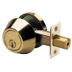 Master Lock DS0603KA4 | Door Deadbolt, KW1 Single Cylinder, 4-Way Adjustable Backset, Keyed Alike, Polished Brass