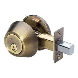 Master Lock DS0605KA4W | Door Deadbolt, WR3/5 Single Cylinder, 4-Way Adjustable Backset, Keyed Alike, Antique Brass