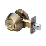 Master Lock DS0605KA4W | Door Deadbolt, WR3/5 Single Cylinder, 4-Way Adjustable Backset, Keyed Alike, Antique Brass