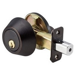 Master Lock DS0612PKA4 | Door Deadbolt, KW1 Single Cylinder, 4-Way Adjustable Backset, Keyed Alike, Aged Bronze