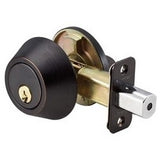 Master Lock DS0612PKA4 | Door Deadbolt, KW1 Single Cylinder, 4-Way Adjustable Backset, Keyed Alike, Aged Bronze