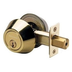 Master Lock DS0703KA4W | Door Deadbolt, WR3/51 Double Cylinder, 4-Way Adjustable Backset, Keyed Alike, Polished Brass