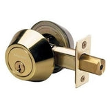 Master Lock DS0703KA4W | Door Deadbolt, WR3/51 Double Cylinder, 4-Way Adjustable Backset, Keyed Alike, Polished Brass