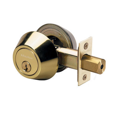 Master Lock DS0703KA4W | Door Deadbolt, WR3/51 Double Cylinder, 4-Way Adjustable Backset, Keyed Alike, Polished Brass