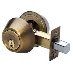 Master Lock DS0705KA4W | Door Deadbolt, WR3/5 Double Cylinder, 4-Way Adjustable Backset, Keyed Alike, Antique Brass