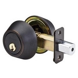 Master Lock DS0712PKA4 | Door Deadbolt, KW1 Double Cylinder, 4-Way Adjustable Backset, Keyed Alike, Aged Bronze