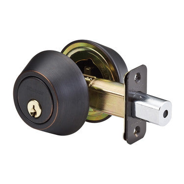 Master Lock DS0712PKA4W | Door Deadbolt, WR3/5 Double Cylinder, 4-Way Adjustable Backset, Keyed Alike, Aged Bronze