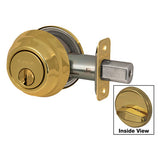 Master Lock DSH0603KA4WK | Door Deadbolt, WK2 Single Cylinder, Keyed Alike, Adjustable Latch, Polished Brass, 8 each per Box