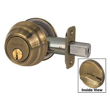 Master Lock DSH0605KA4 | Door Deadbolt, KW1 Single Cylinder, Keyed Alike, Adjustable Latch, Antique Brass, 8 each per Box