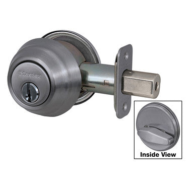 Master Lock DSH0615KA4S | Door Deadbolt, SC1 Single Cylinder, Keyed Alike, Adjustable Latch, Satin Nickel, 8 each per Box