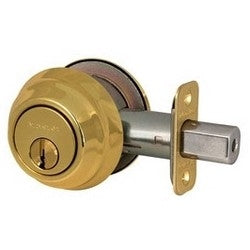 Master Lock DSH0703KA4 | Door Deadbolt, KW1 Double Cylinder, Keyed Alike, Adjustable Latch, Polished Brass, 8 each per Box