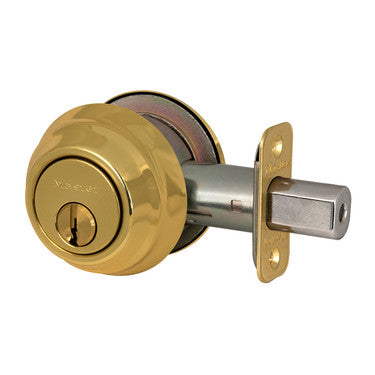 Master Lock DSH0703KA4 | Door Deadbolt, KW1 Double Cylinder, Keyed Alike, Adjustable Latch, Polished Brass, 8 each per Box