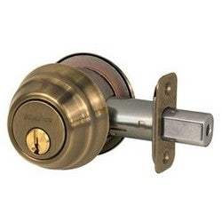 Master Lock DSH0705KA4 | Door Deadbolt, KW1 Double Cylinder, Keyed Alike, Adjustable Latch, Antique Brass, 8 each per Box