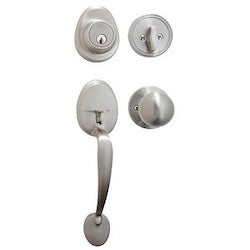 Master Lock HDLBC0615KA4S | Biscuit Knob Door Lockset, Satin Nickel, SC1 Keyway, Keyed Alike