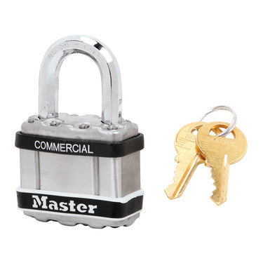 Master Lock M1STS | Padlock, Magnum, Keyed Different, 4-Pin Cylinder, 1-3/4" Width, 1" Shackle Clearance, Laminated Steel, for Commercial