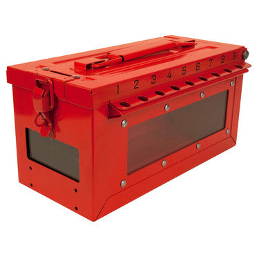 Master Lock S601 | Portable Group Lock Box, Red, with Key Viewing & Side Viewing Windows