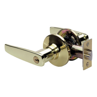 Master Lock SLL0103KA4 | Door Lock, Keyed Alike, Straight Lever, Adjustable Backset, Polished Brass, for Entry, 8 each per Box