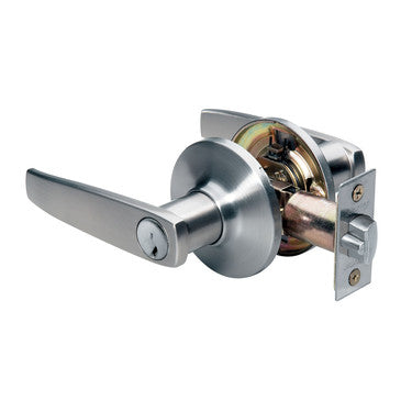 Master Lock SLL0115KA4S | Door Lock, Keyed Different, Straight Lever, Adjustable Backset, Satin Nickel, SC1 Cylinder, for Entry, 8 each per Box